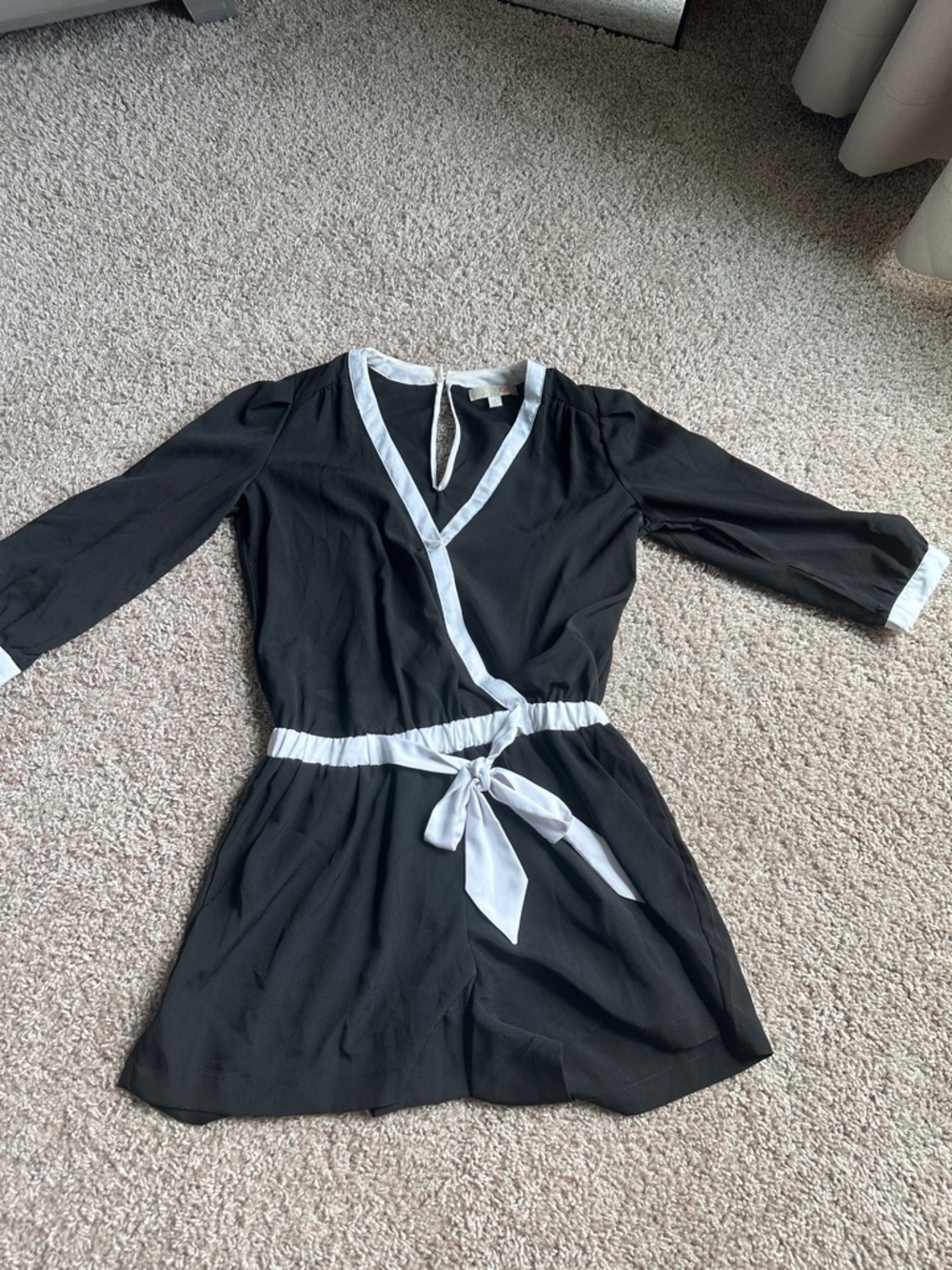 Gianni Bini black and white romper with tie waist